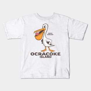 Ocracoke Island, NC Summertime Vacationing Pelican & Fish Kids T-Shirt